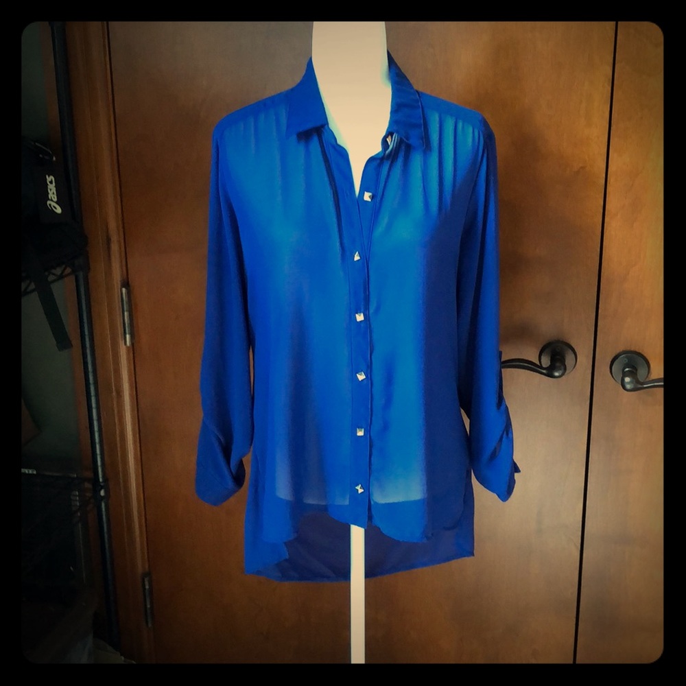 Royal purple blouse with open back